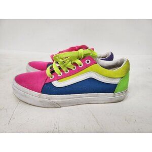 Vans Old Skool Kids Girls Sneakers Skate Shoes Size 3 Neon Colorblock Lace Up